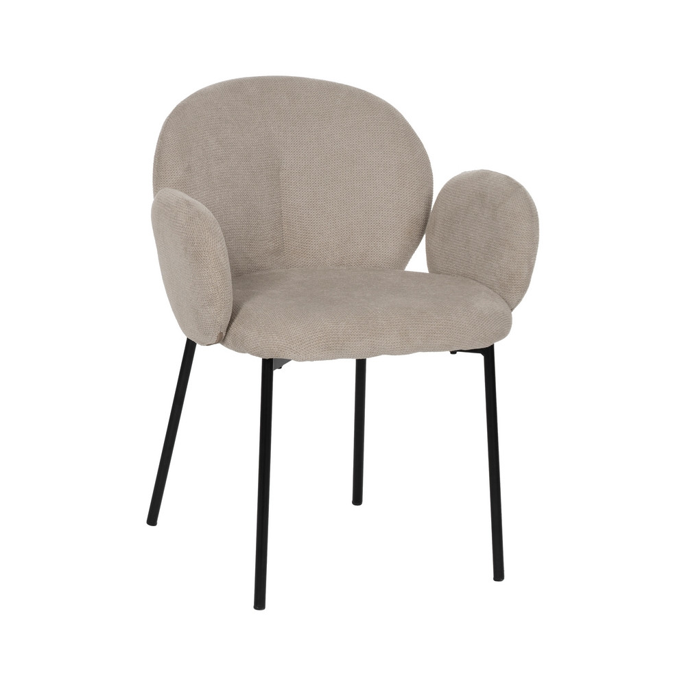 Silla Comedor Tapizada Beige Patas Metal | fanmuebles