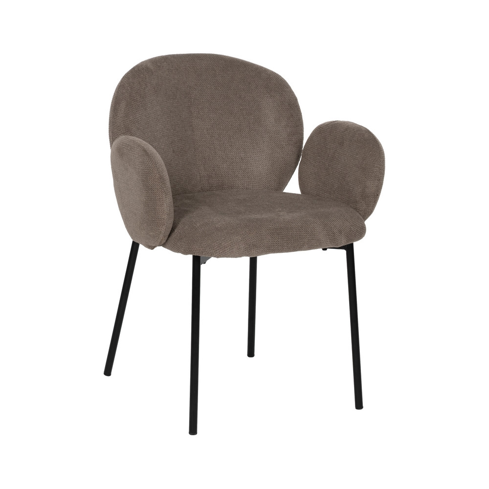 Silla de salón con brazos tapizado Taupe metal negro 66 x 79 x 60 cm