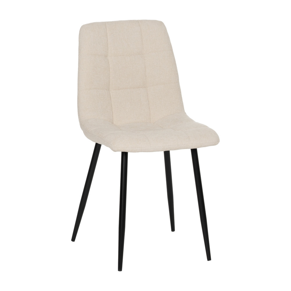 Silla de salón tapizado cuadrados Blanco metal negro 44 x 89 x 42 cm