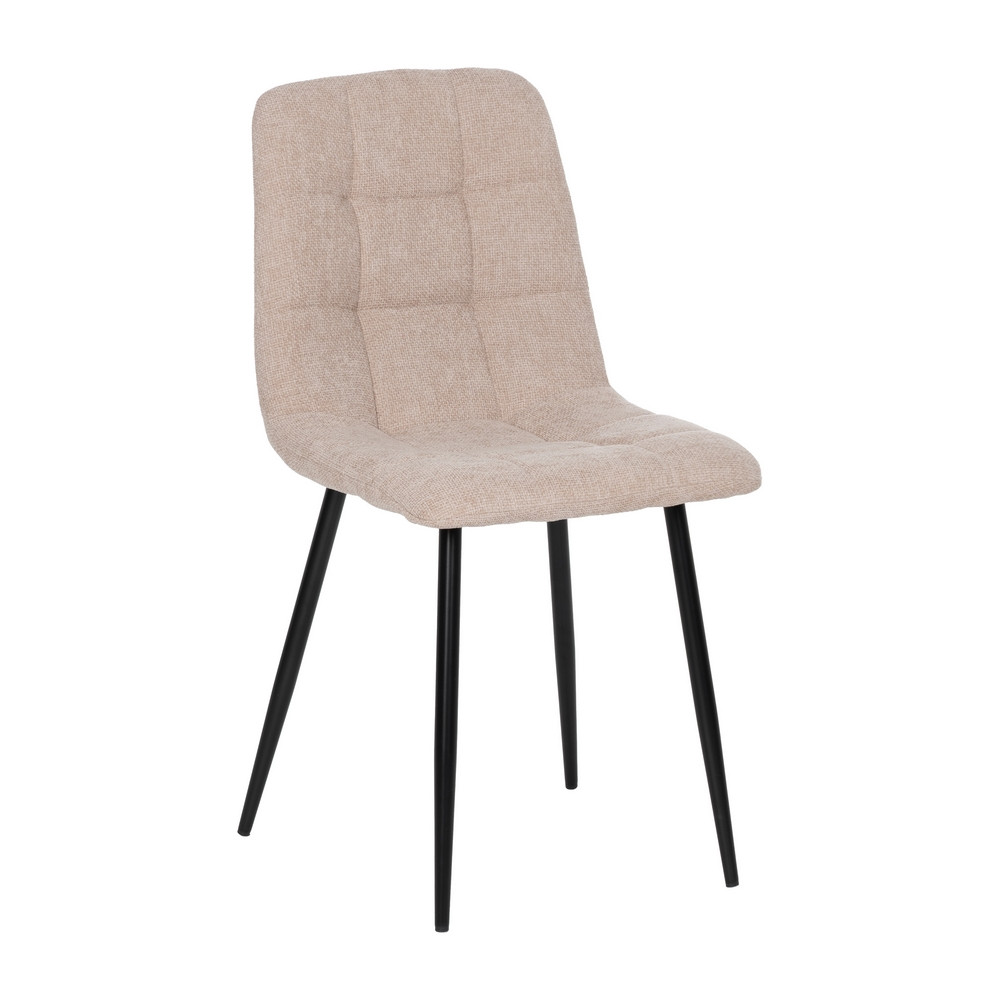 Silla Comedor Tapizada Beige Patas Metal | fanmuebles