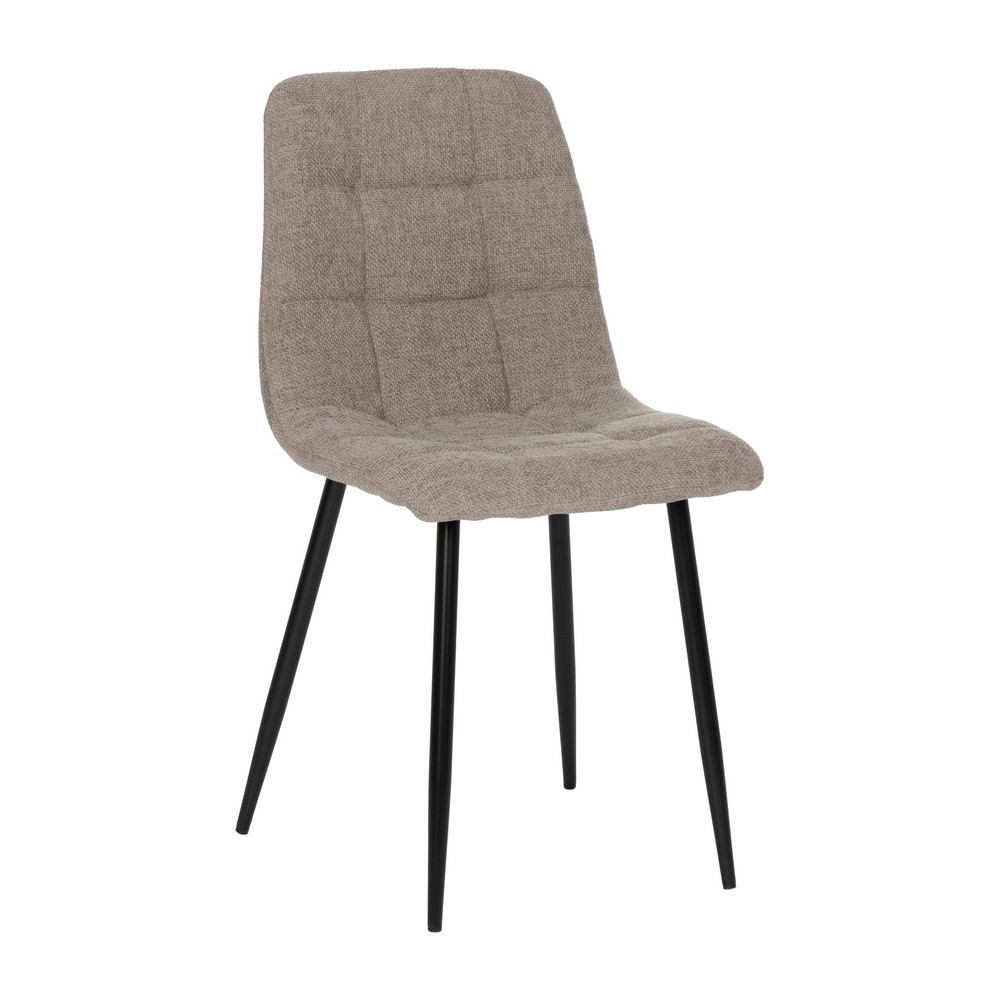 Silla de salón tapizado cuadrados Taupe metal negro 44 x 89 x 42 cm