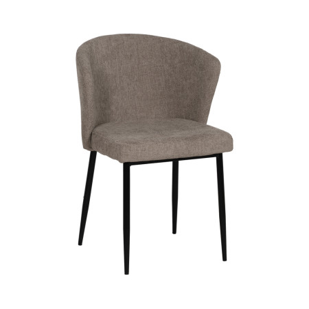 Cadeira Jantar Estofada Taupe Pernas Pretas | fanmuebles
