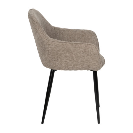Cadeira Jantar Estofada Taupe Metal Preto | fanmuebles
