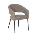 Cadeira de Jantar Estofada Taupe Pernas de Ferro Preto 57x81x56 cm