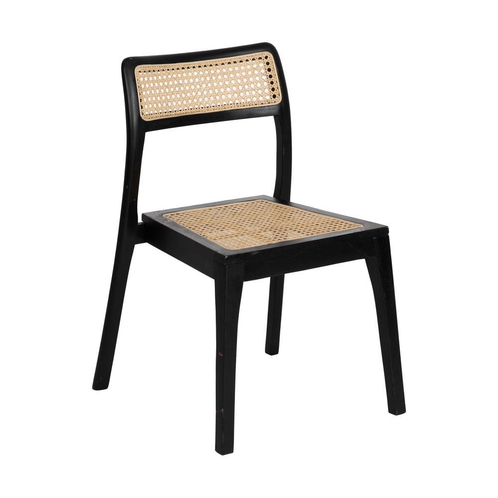 Sedia da Pranzo in Legno Naturale-Nero | fanmuebles