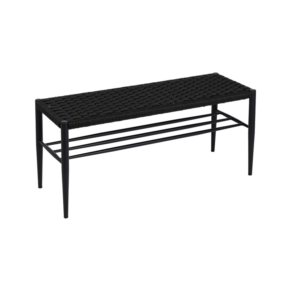 BANCO NEGRO CUERDA-METAL 100 X 35 X 46 CM