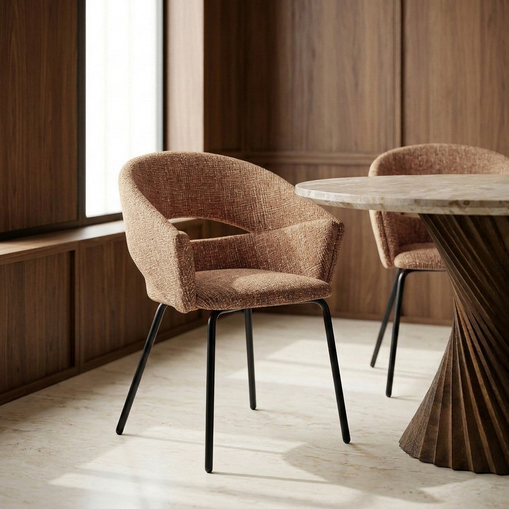 SILLA BRAZOS MOKA TEJIDO-METAL 59 X 61 X 82 CM