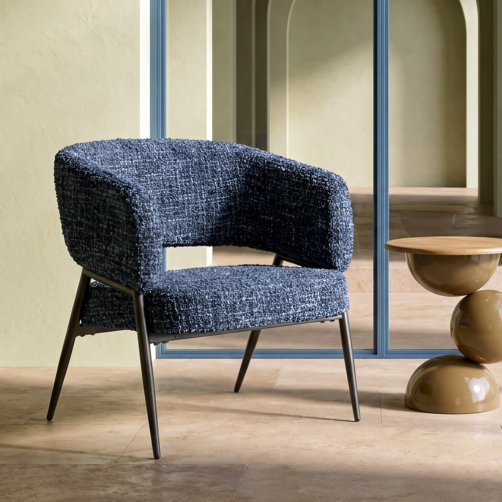 SILLÓN AZUL TEJIDO-METAL SALÓN 71 X 70 X 75 CM