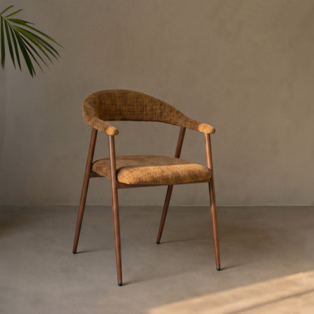 SILLA MARRÓN TEJIDO-METAL 56 X 57 X 78 CM