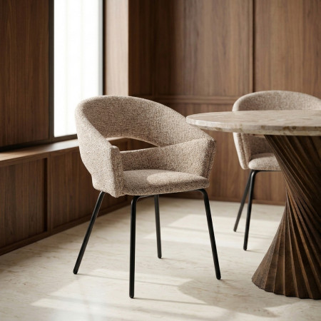 SILLA BRAZOS TAUPE TEJIDO-METAL 59 X 61 X 82 CM