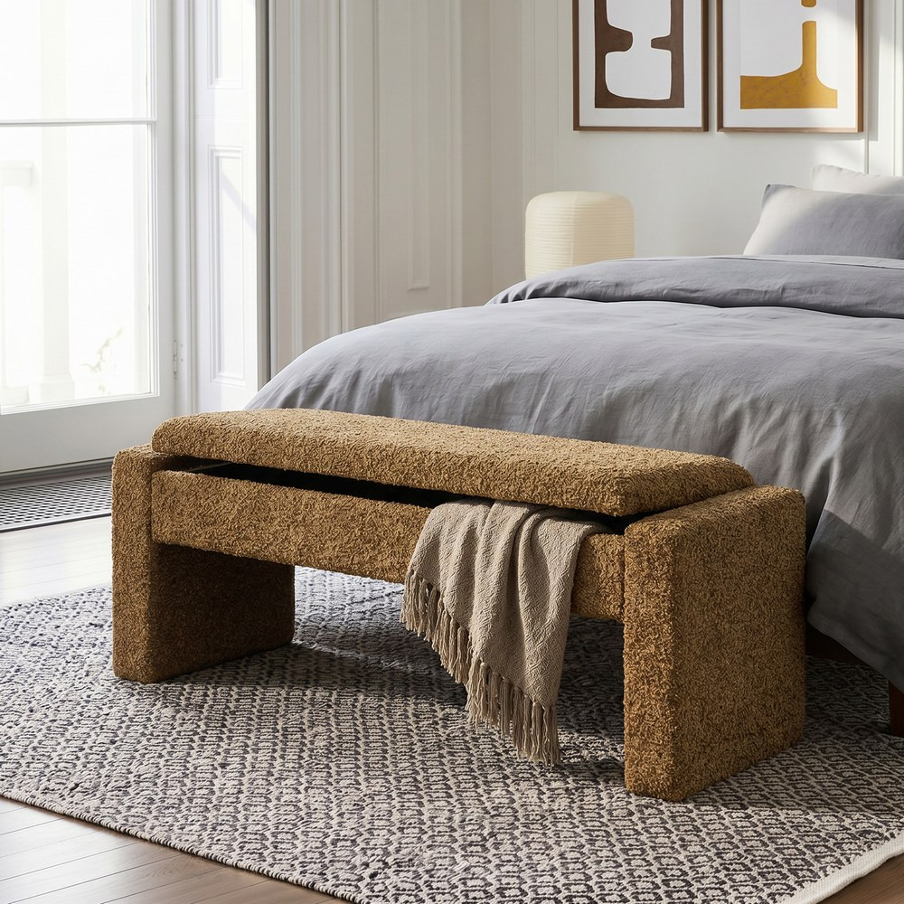 BANCO BAÚL OCRE DM-TEJIDO 117 X 43 X 45 CM