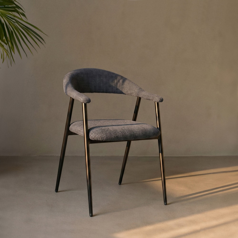 Cadeira Jantar Estofada com Bracos Azul Contract | fanmuebles