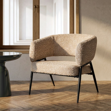 SILLÓN BEIGE TEJIDO-METAL SALÓN 71 X 70 X 75 CM