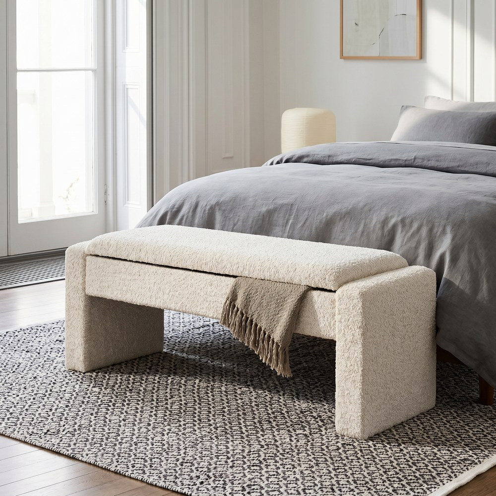 BANCO BAÚL CREMA DM-TEJIDO 117 X 43 X 45 CM
