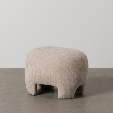 PUF BEIGE TEJIDO SALÓN 53 X 41 X 38 CM