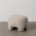 PUF BEIGE TEJIDO SALÓN 53 X 41 X 38 CM