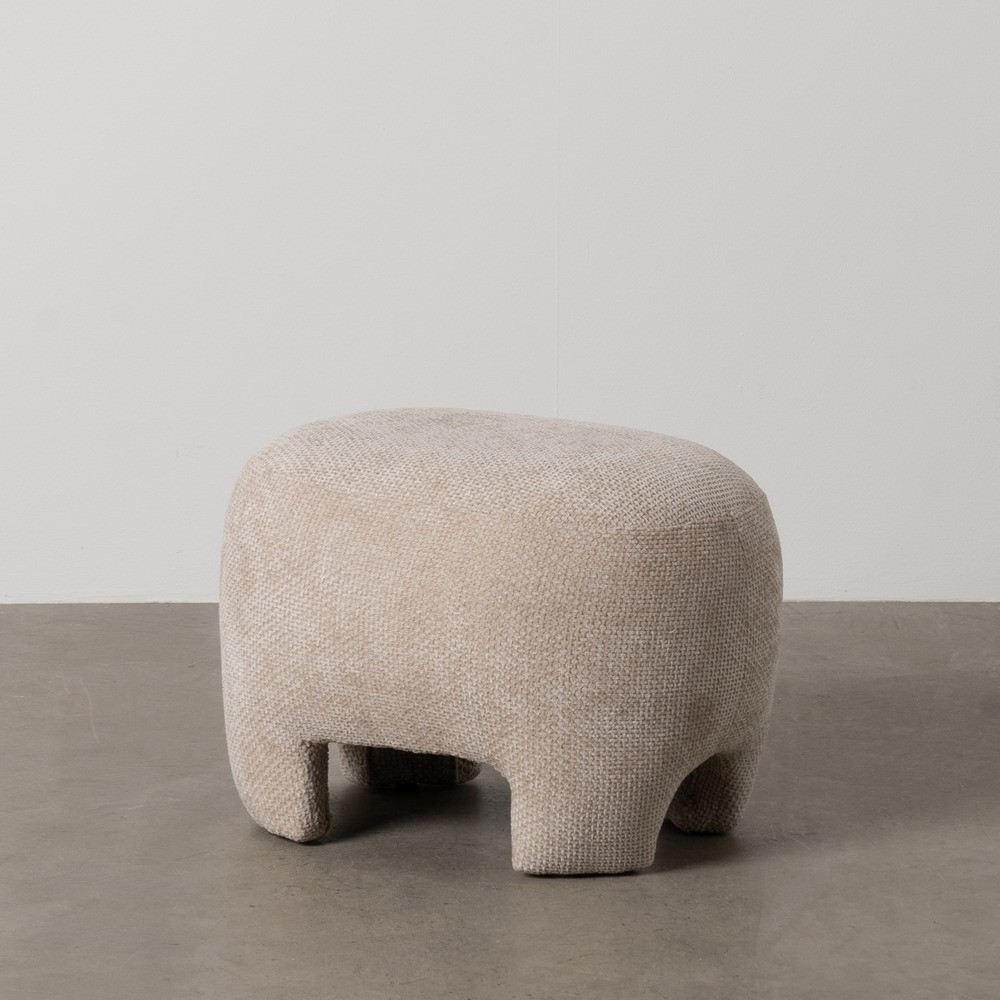 PUF BEIGE TEJIDO SALÓN 53 X 41 X 38 CM