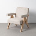 SILLÓN BEIGE TEJIDO-MADERA SALÓN 74 X 76 X 85 CM