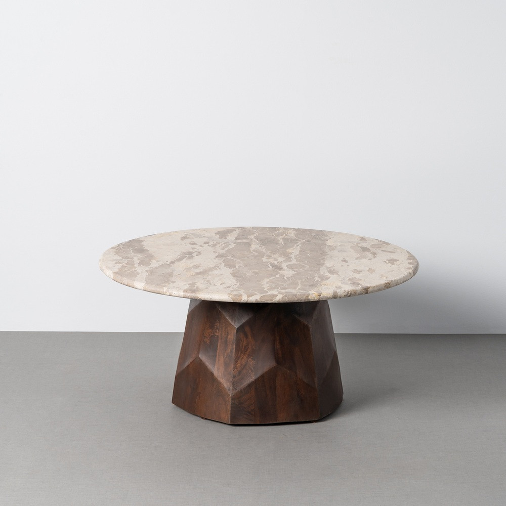 MESA CENTRO MADERA-MÁRMOL SALÓN 90 X 90 X 40 CM