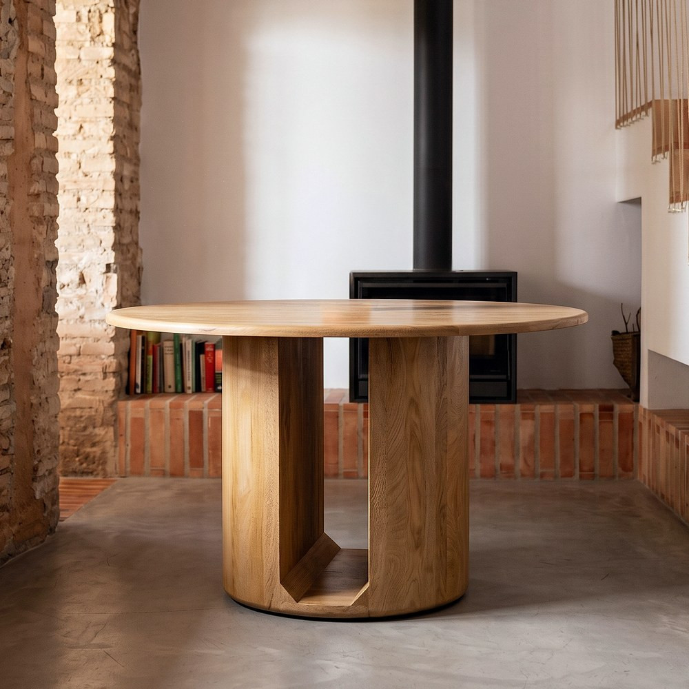 MESA COMEDOR NATURAL MADERA DE MANGO 130 X 130 X 76 CM