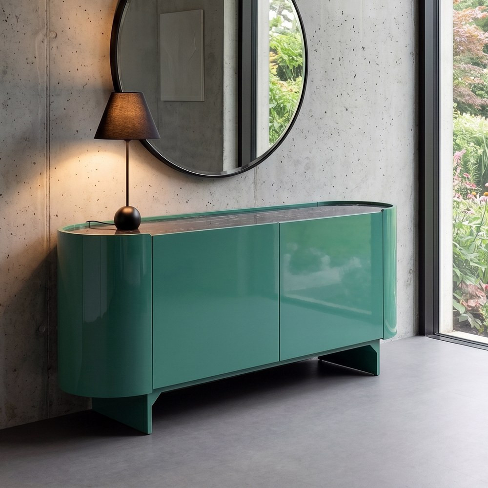 APARADOR LACADO VERDE MÁRMOL-DM SALÓN 160 X 45 X 75 CM