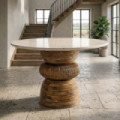 MESA COMEDOR MÁRMOL/MADERA SALÓN 120 X 120 X 76 CM