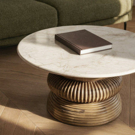 MESA CENTRO MÁRMOL/MADERA SALÓN 80 X 80 X 35 CM