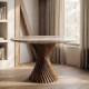 MESA COMEDOR MÁRMOL/MADERA SALÓN 120 X 120 X 76 CM