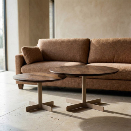 Mesa Centro Beige -Marrón 80 x 45 x 80 cm