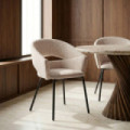 SILLA BRAZOS BEIGE TEJIDO-METAL 59 X 61 X 82 CM