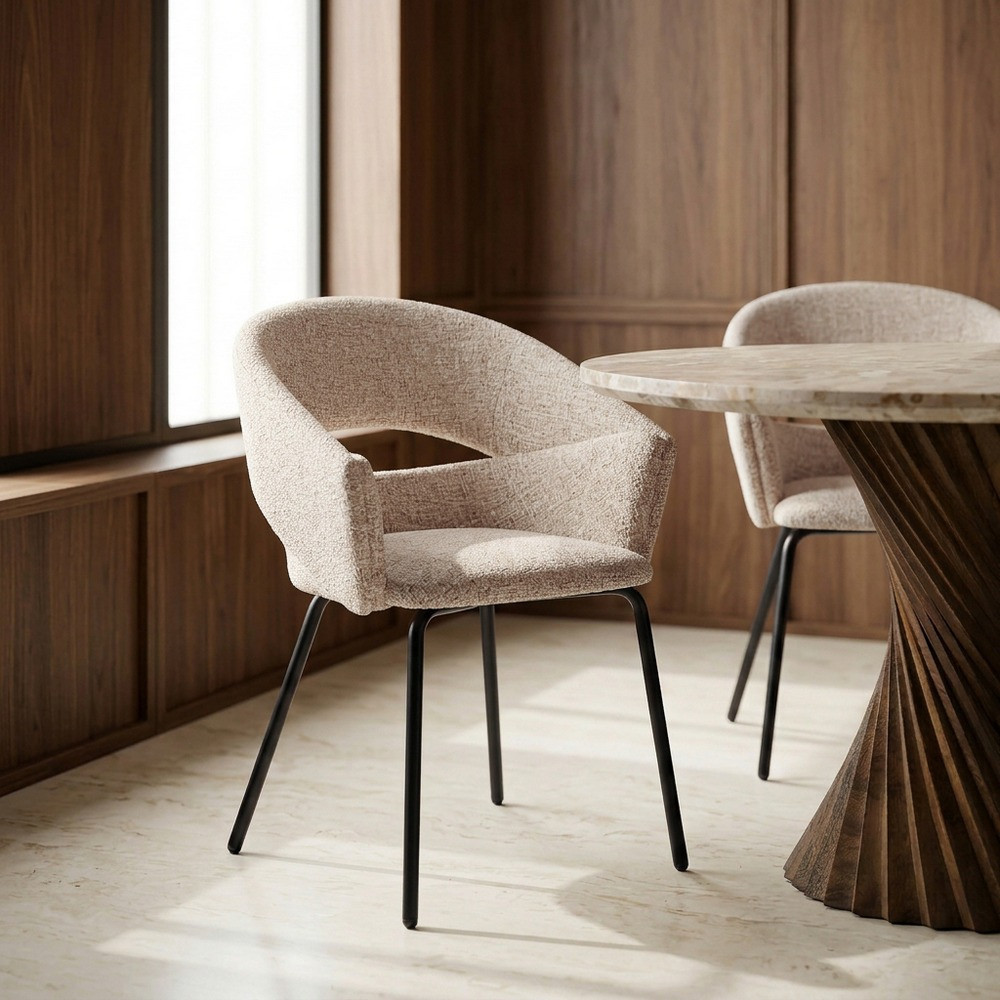 Silla de Comedor con Brazos Beige | fanmuebles