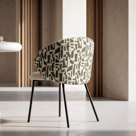 Silla Comedor Tapizada Estampado Metal Negro | fanmuebles