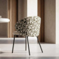 Sedia da Pranzo Imbottita Fantasia Struttura Metallo Nero 56,50x74,50x56 cm