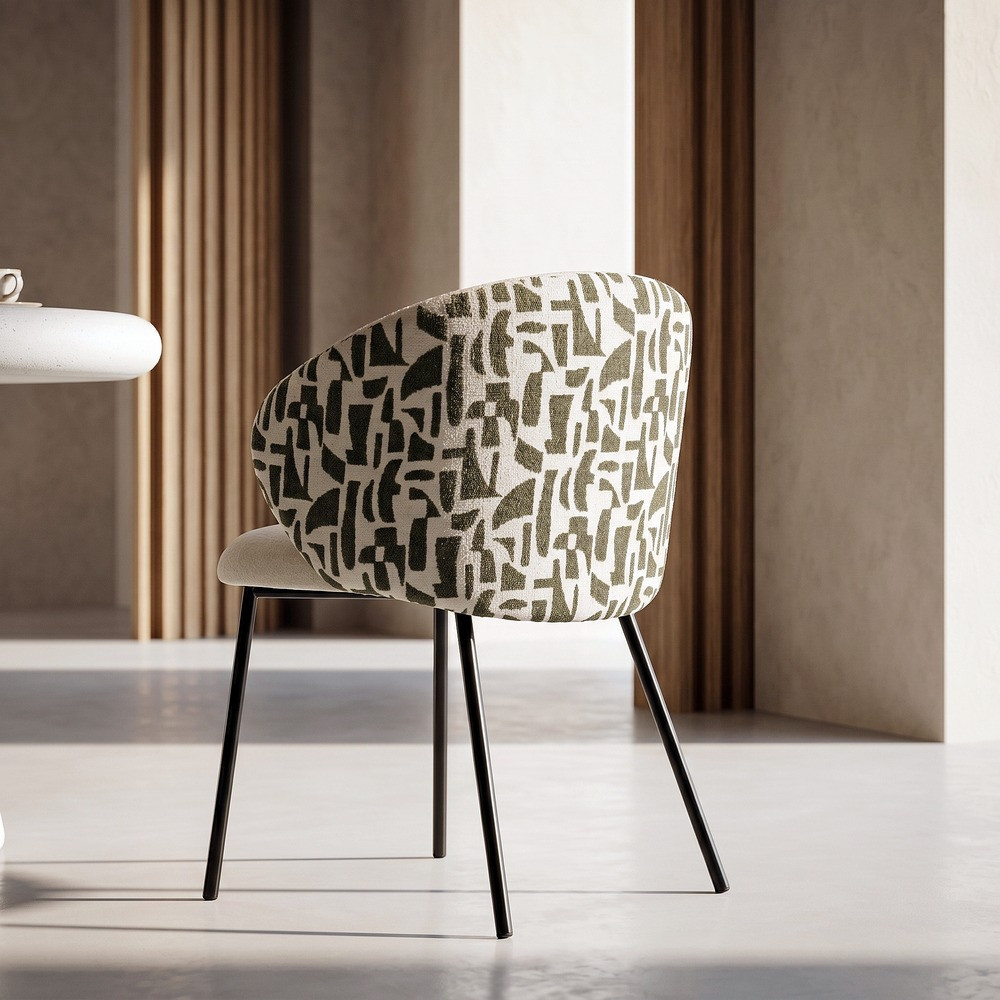 Chaise Salle a Manger Rembourree Imprime Noir | fanmuebles