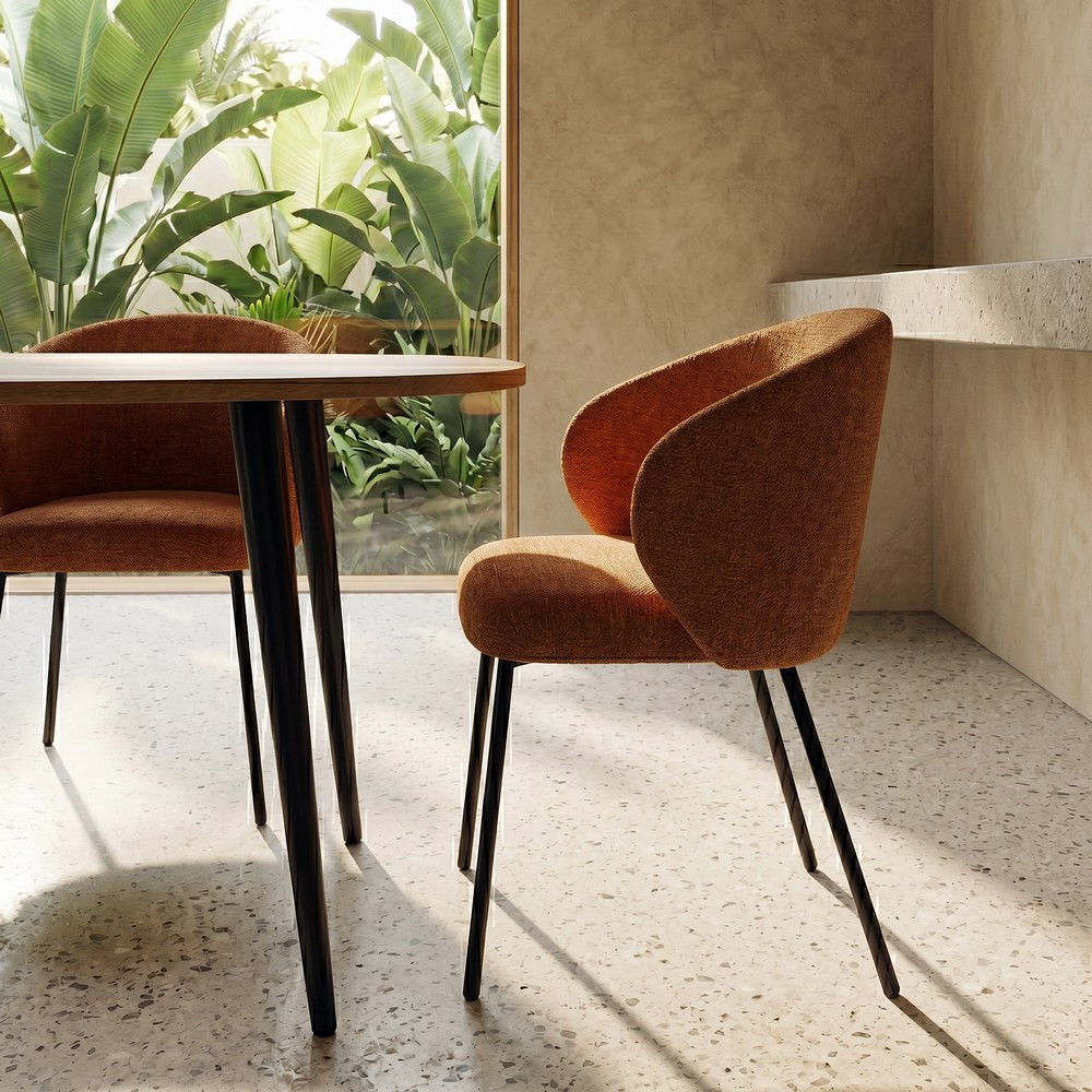 SILLA MARRÓN TEJIDO-METAL CONTRACT 56,50 X 56 X 74,50 CM