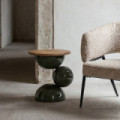 MESITA VERDE MADERA-METAL 41 X 41 X 46,50 CM