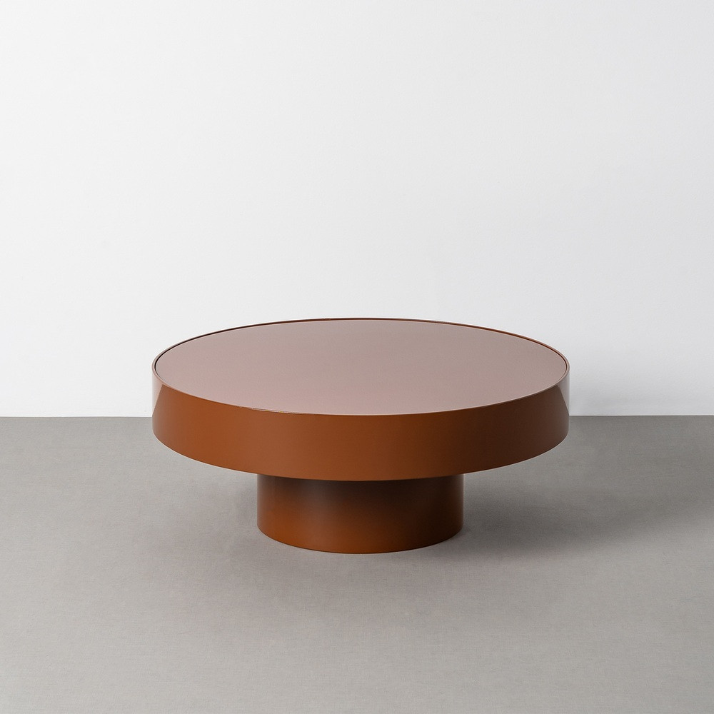 MESA CENTRO TEJA CRISTAL-METAL 80 X 80 X 32,50 CM