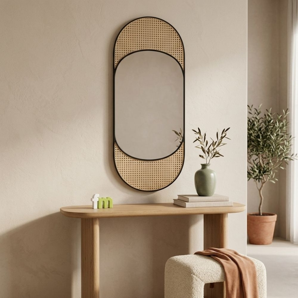 Specchio Naturale - Decorazione in Metallo Nero 41 X 1,50 X 99 Cm