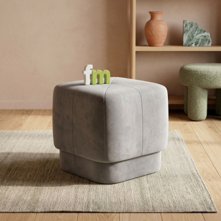 Puf Terciopelo Gris