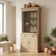 VITRINA NATURAL-NEGRO MADERA DE PINO 87 X 40 X 198 CM