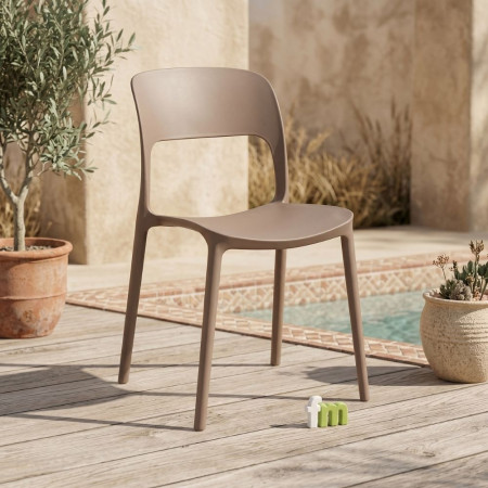 Silla de jardín apilable polipropileno Marrón 58 x 82 x 41 cm