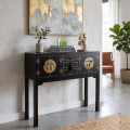 Consola de 4 puertas y 3 cajones Negro - 95 x 90 x 26 cm