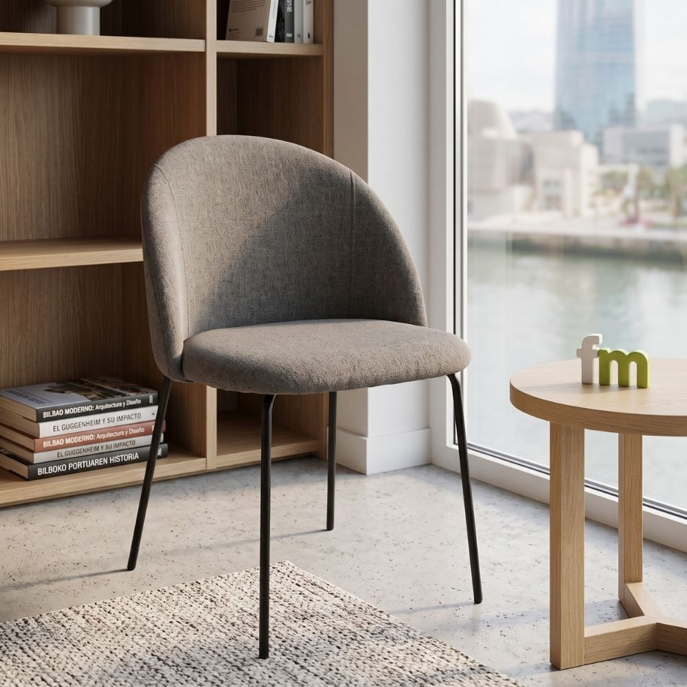 Silla de comedor de estilo moderno tapizada Gris 50 x 78,5 x 50 cm.