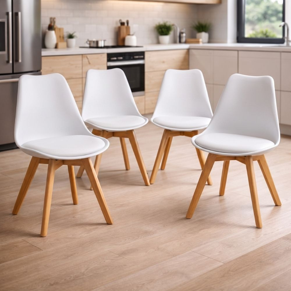 Set 4 sedie pranzo stile nordico Elba bianche faggio fanmuebles