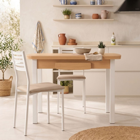 Mesa Extensível Koral Faia - Branca fanmuebles