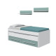 Kompaktes Doppelbett Jaipur 2 Schubladen + 2 Regale - Jadegrün - Artik-Weiß - 199 x 65 x 96 cm