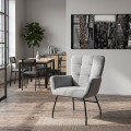 Fauteuil Olenka rembourré en capitonné, imperméable à l'eau, gris-noir, 71,5 x 94 x 68 cm