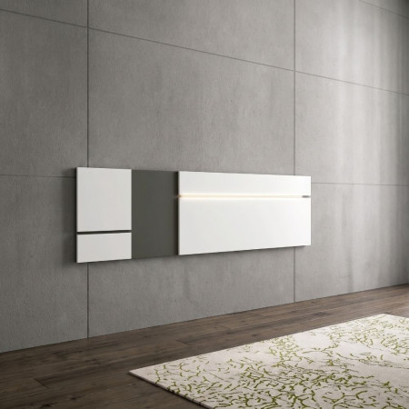 Tête de lit LED CARMEN en blanc avec graphite | Dortoirs bon marché