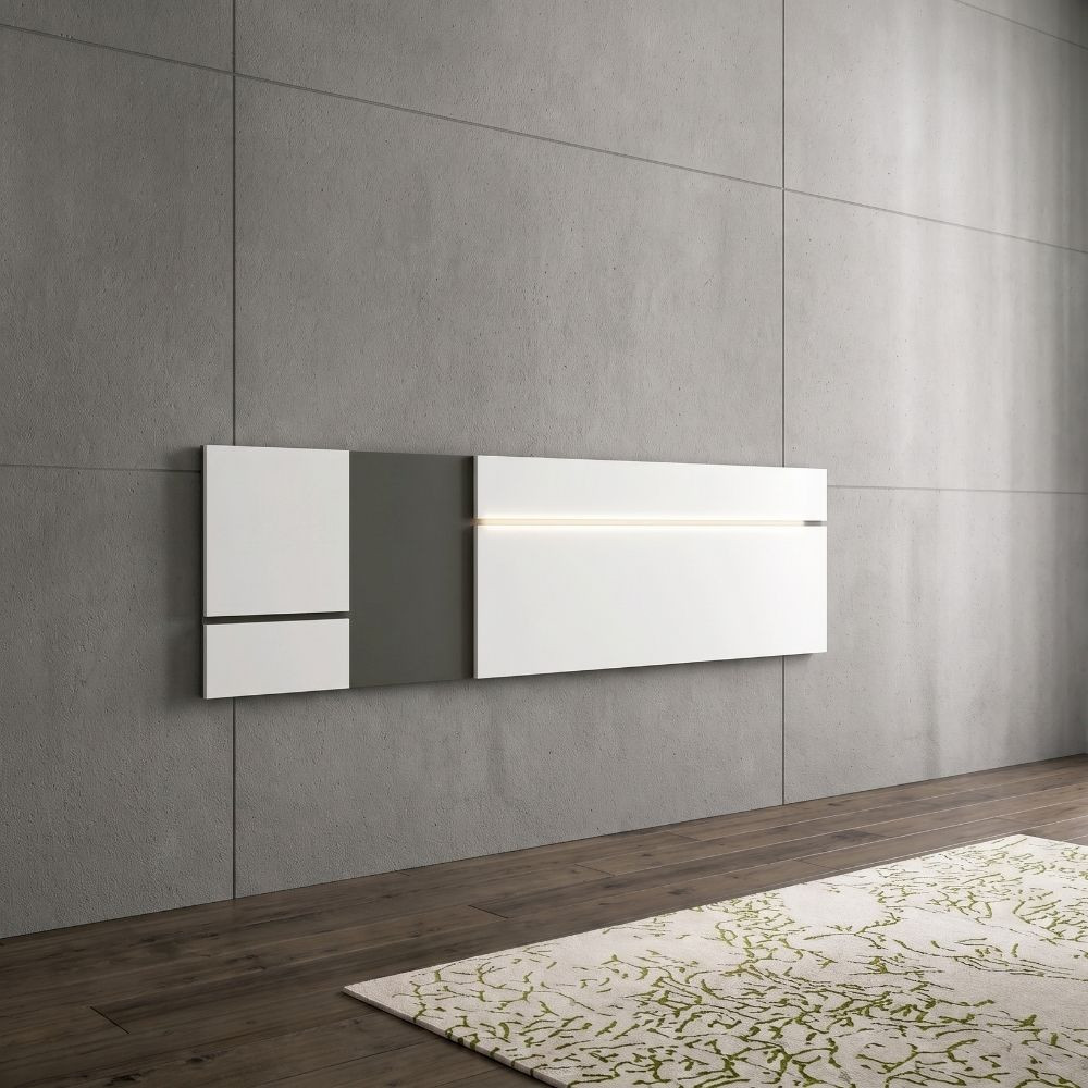 Tête de lit LED CARMEN en blanc avec graphite | Dortoirs bon marché