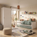 Conjunto de Quarto Juvenil Cama Nidificada e Roupeiro Compacto Verde Jade Branco Artik